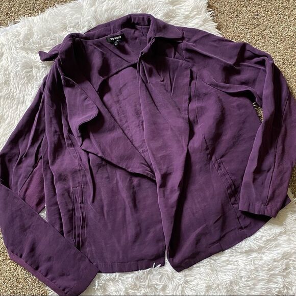 Torrid Open Drape Front Purple Cardigan Jacket Women’s Plus Size 1X - Picture 1 of 13